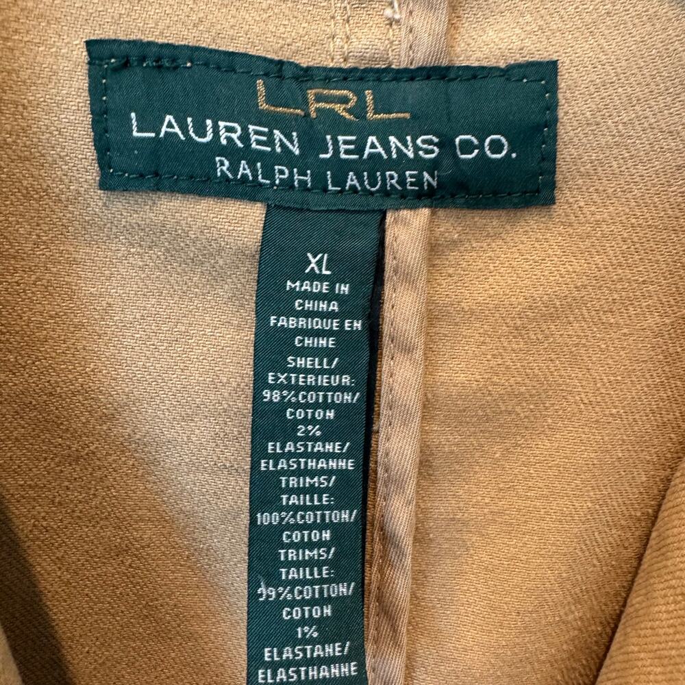 VTG 90's Lauren Ralph Lauren Tan Canvas Corduroy Chore Barn Coat Blazer Jacket - Picture 3 of 11